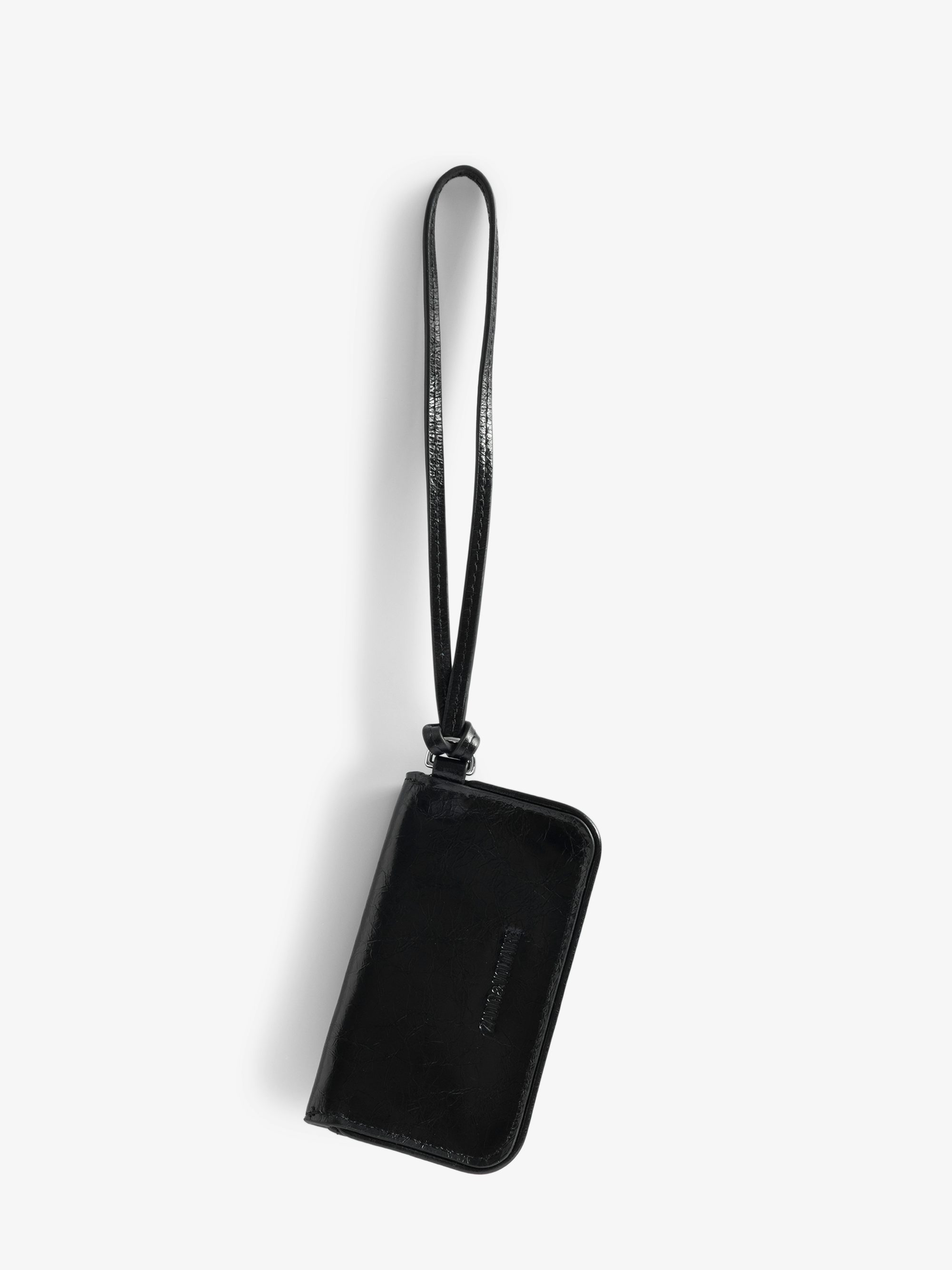 Rock Vintage Patent Keyring - Mini Rock pouch charm in vintage leather with zip pocket, internal pocket and interior mirror.